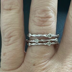 Silver Stacking Rings with clear stones